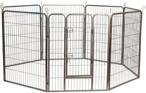 Iconic Pet Heavy Duty Metal Tube Pen Pet Dog Exercise and Training Playpen in Varying Sizes - Portable Exercise Puppy Cage with 8 Interlocking Metal Tube Panels, No Tools Required to Setup