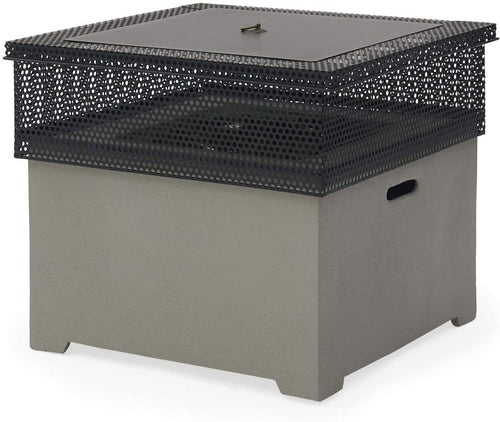 Bold Flame Coral Coast Lathrop 24 in. Gas Square Metal and Mesh Fire Pit