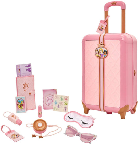 Disney Princess Travel Suitcase Play Set For Girls with Luggage Tag by Style Collection, 17 Pretend Play Accessories Piece Including Travel Passport For Ages 3+
