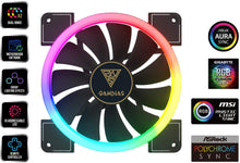 Load image into Gallery viewer, GAMDIAS RGB Case Fan 140mm Dual Light Loop Motherboard Sync with Remote Control Color - Three Fan Pack Cooling Aeolus M1-1403R