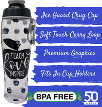 Load image into Gallery viewer, 50 Strong Teacher Water Bottle - BPA Free for Teachers - Give Bottles As Thank You Gifts - Show Appreciation for Teachers - Easy Carry Loop - Made in USA