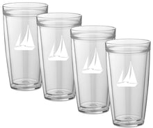Load image into Gallery viewer, Kraftware Kasualware Collection Fleur de Lis Doublewall Drinkware (4 Pack), 14 Ounce, Clear