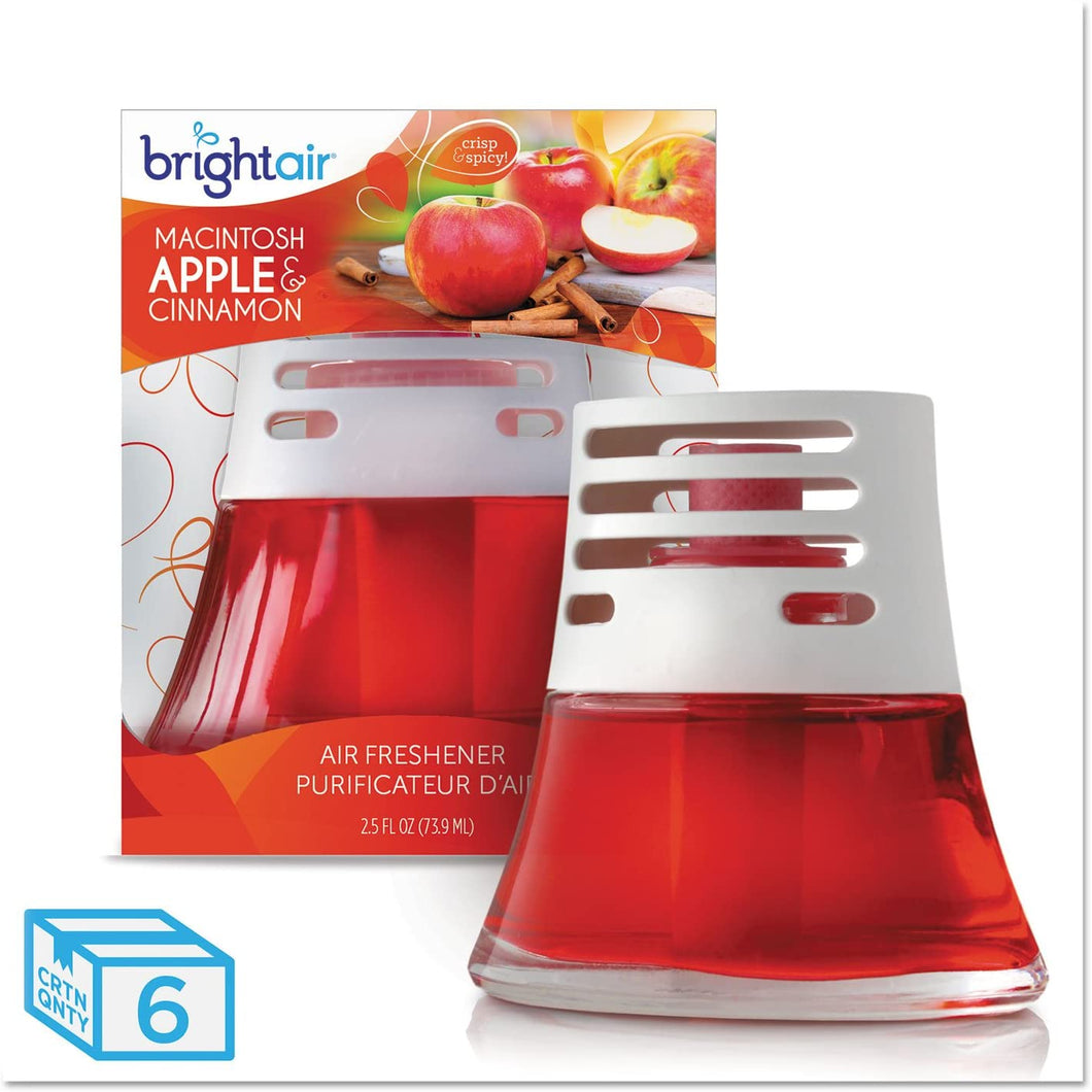 BRIGHT Air® Scented Oil Air Freshener, Macintosh Apple and Cinnamon, Red, 2. 5oz, 6/Carton