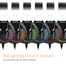 Load image into Gallery viewer, GAMDIAS Gaming Headset with 7.1 Virtual Surround Sound, Inline Remote, RGB Lighting (Hephaestus P1)