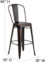 Load image into Gallery viewer, Flash Furniture Curved Metal Vertical Slat Bar Stool in Distressed Copper