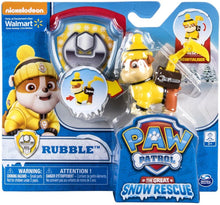 Load image into Gallery viewer, Paw Patrol Snow Rescue – Rubble with Transforming Pup Pack and Badge