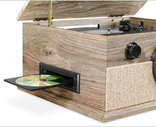 Load image into Gallery viewer, Victrola Brookline Style 6-in-1 Bluetooth Record Player &amp; Multimedia Center with Built-in Speakers - 3-Speed Turntable, CD &amp; Cassette Player, FM Radio, Wireless Music Streaming, Farmhouse Oatmeal