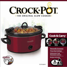 Load image into Gallery viewer, Crock-Pot 6-Quart Cook &amp; Carry Oval Manual Portable Slow Cooker, Red