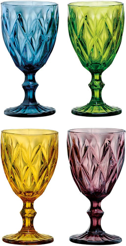Artland Highgate 14 oz Assorted Colors Goblet in a Gift Box (Set of 4), Small, Glass