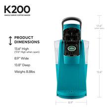 Load image into Gallery viewer, Keurig 2.0 K200 Plus Series Single Serve Plus Coffee Maker Brewer Turquoise