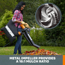 Load image into Gallery viewer, Worx WG505 3-in-1 Blower/Mulcher/Vacuum, 9" x 15" x 20"