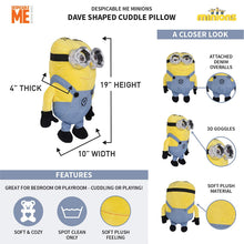 Load image into Gallery viewer, Universal Despicable Me Minions Dave Character Shaped Soft Plush Cuddle Pillow Yellow