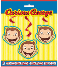 Load image into Gallery viewer, Unique Curious George Hanging Swirl Party Decorations 26", 3 Ct.