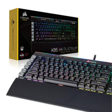 Load image into Gallery viewer, CORSAIR K95 RGB PLATINUM Mechanical Gaming Keyboard -  6x Programmable Macro Keys - USB Passthrough &amp; Media Controls - Tactile &amp; Quiet - Cherry MX Brown – RGB LED Backlit