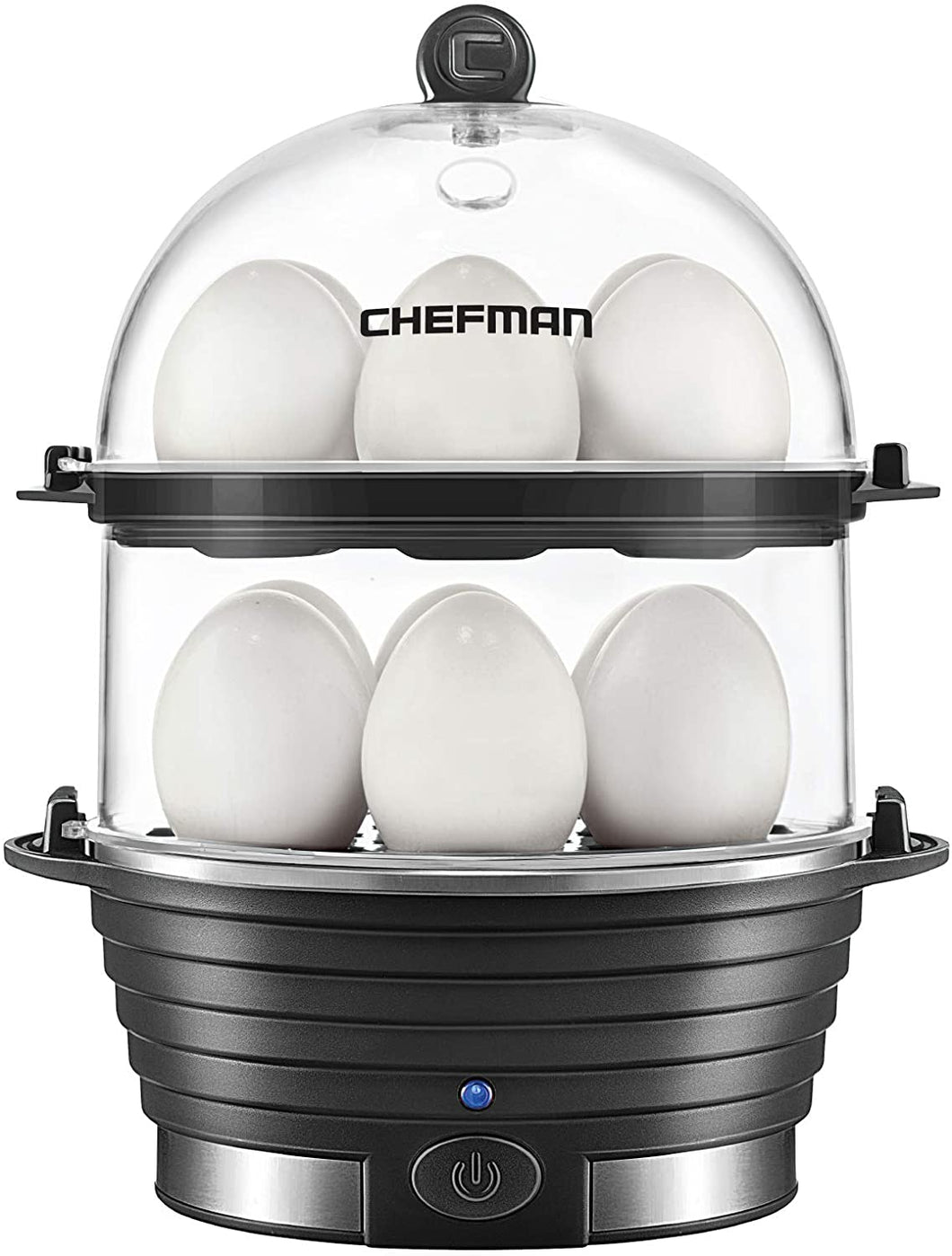 Chefman Electric Egg Cooker Boiler, Rapid Egg-Maker & Poacher, Food & Vegetable Steamer, Quickly Makes 12 Eggs, Hard or Soft Boiled
