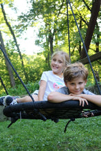 Load image into Gallery viewer, M &amp; M Sales Enterprises MM00124Web Riderz Outdoor Swing N' Spin- Safety Rated to 600 lb, 39 inch Diameter, Adjustable Hanging Ropes, Ready to Hang and Enjoy as a Family, Black