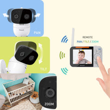 Load image into Gallery viewer, Panasonic Video Baby Monitor with Remote Pan/Tilt/Zoom, Wide-Angle Lens, Extra Long Audio/Video Range, 2 Way Talk and Lullaby or White Noises - KX-HN3001W (White)