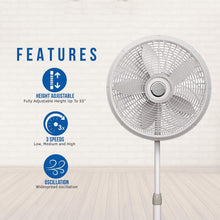 Load image into Gallery viewer, Lasko 1820 18″ Elegance &amp; Performance Adjustable Pedestal Fan, White - Features Oscillating Movement Tilt-back Fan Head