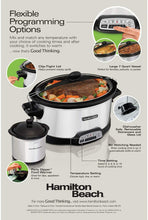 Load image into Gallery viewer, Hamilton Beach Stay or Go Programmable 7 Qt. Slow Cooker with Party Dipper 33478