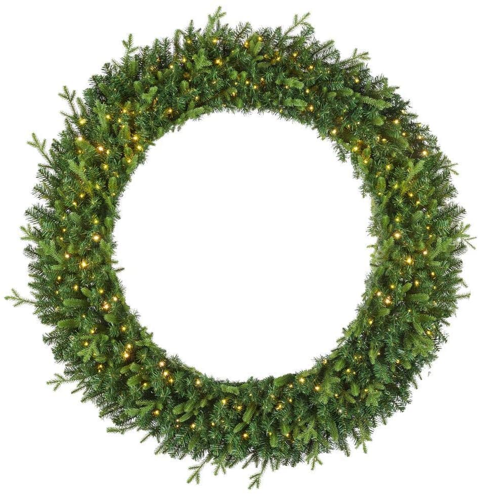 Home Accents Holiday 60 in. Jackson Prelit Artificial Wreath with 300-Low Voltage LED Micro Dot Lights
