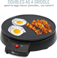 Load image into Gallery viewer, Elite Gourmet Electric Crepe Maker Pancake, Hot Cakes and Non-stick Griddle with Spreader, Spatula and Recipes, 12&quot;, Black