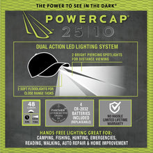 Load image into Gallery viewer, POWERCAP LED Hat 25/10 Ultra-Bright Hands Free Lighted Battery Powered Headlamp – Black Unstructred Cotton (CUB4-280612)