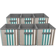 Load image into Gallery viewer, Sorbus Foldable Storage Cube Basket Bin, Vertical Stripe Line Pattern (6 Pack, Aqua)