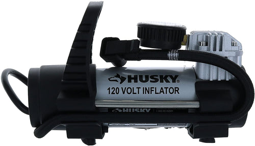 Husky HY120 120 Volt Tire Inflator w/ 130 PSI Glow in the Dark Analog Pressure Gauge
