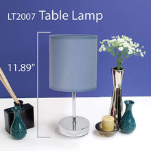 Load image into Gallery viewer, Simple Designs Home LT2007-PRP Simple Designs Chrome Mini Basic Table Lamp with Fabric Shade, 5.51" x 5.51" x 11.81", Purple