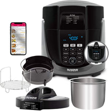 Load image into Gallery viewer, NUWAVE DUET Pressure Air Fryer, Combo Cook Technology, Removable Pressure and Air Fry Lids, 6QT Stainless Steel Pot, Stainless Steel Reversible Rack &amp; 4 Quart Non-Stick Air Fryer Basket; Built-in Sure-Lock Safety Technology, Steam, Sear, Saute, Slow Cook