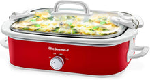Load image into Gallery viewer, Elite Gourmet MST-5240 Casserole Crock Slow Cooker, Locking Lid Adjustable Temperature Keep Warm Oven &amp; Dishwasher-Safe Casserole Pan,