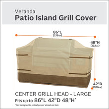 Load image into Gallery viewer, Classic Accessories Veranda Water-Resistant 86 Inch Center Island BBQ Grill Head Cover