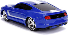 Load image into Gallery viewer, Jada Toys Big Time Muscle Hyperchargers RC - 2015 Ford Mustang Gt, USB Charging, 2.4 Ghz, Glossy Blue with White Stripes