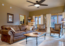 Load image into Gallery viewer, Honeywell Carmel 48-Inch Ceiling Fan with Integrated Light Kit and Remote Control, Five Reversible Cimarron/Ironwood Blades, Oil-Rubbed Bronze