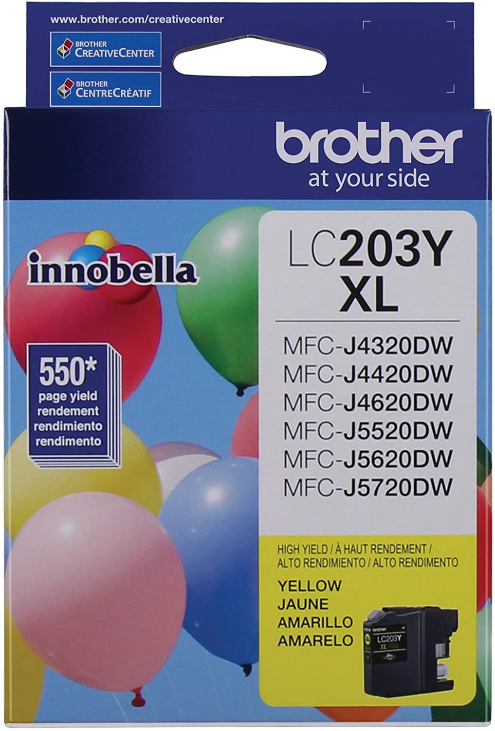 Brother Genuine High Yield Black Ink Cartridge, LC203BK, Replacement Black Ink, Page Yield Up To 550 Pages, Amazon Dash Replenishment Cartridge,