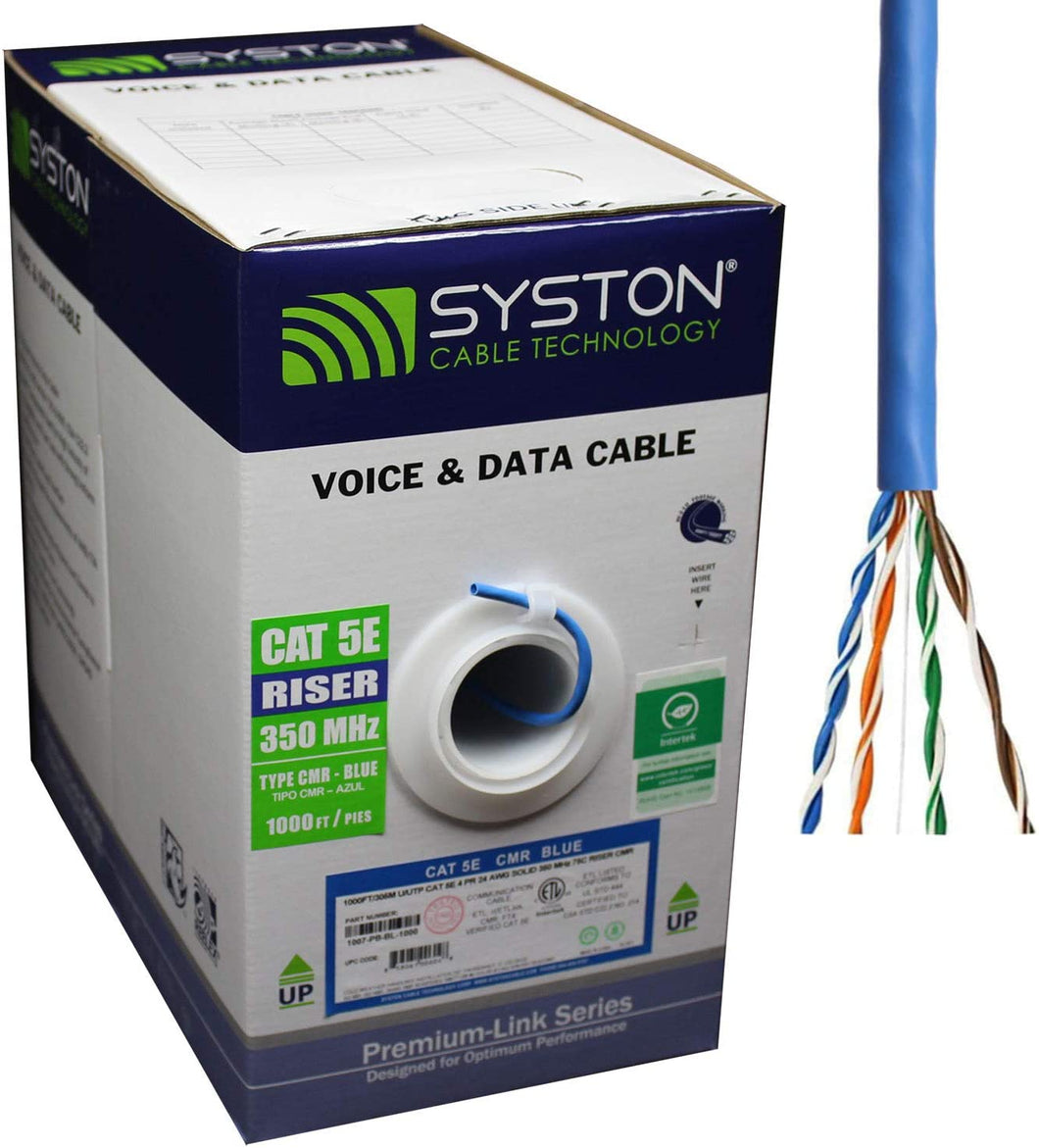 Cat5E 1,000 ft. Blue 24-4 Riser Twisted Pair Cable