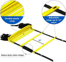Load image into Gallery viewer, Yes4All Agility Ladder – Speed Agility Training Ladder with Carry Bag – 12 Rung (Yellow)
