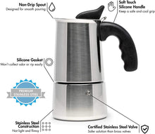 Load image into Gallery viewer, Primula Stainless Steel Stovetop Espresso Maker