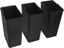 Load image into Gallery viewer, Step N' Sort 16 Gal, 3 Compartment Open Top Trash and Recycling Bin, Silver (OPN603)