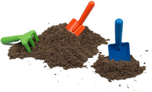 Load image into Gallery viewer, Bag O&#39; Dirt - Unique Play Dirt For Burying and Digging Fun. Includes Rake, Round Shovel and Square Shovel.