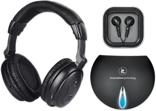 Innovative Technology Innovative Technology Wireless Headphones with Earbuds Black