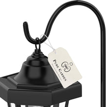 Load image into Gallery viewer, Pure Garden Solar Powered Lights-Set of 2, 32” Hanging Coach Lanterns with 2 Shepherd Hooks-LED Outdoor Lighting for Gardens, Pathways, and Patio
