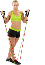 Load image into Gallery viewer, ProsourceFit Stackable Resistance Bands 11-Piece Set with Extra Large Handles, Door Anchor, Ankle Straps, Exercise Guide and Carrying Case