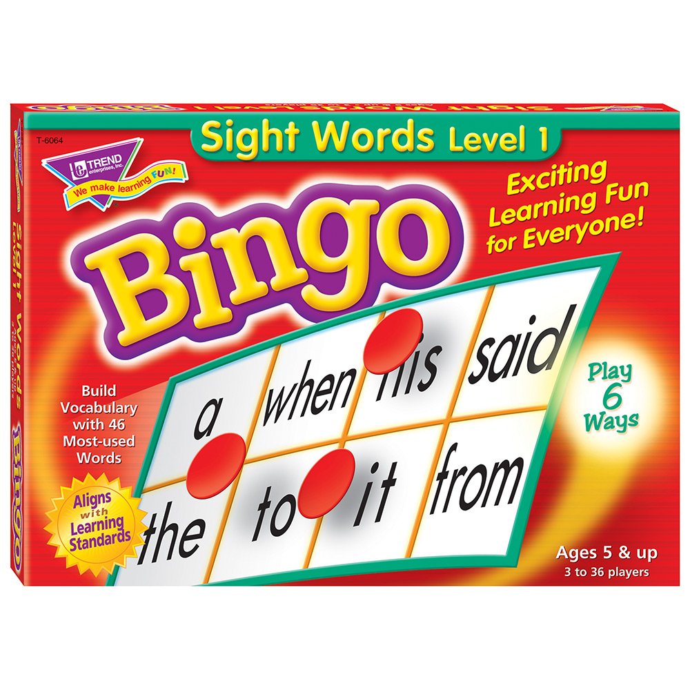 Trend Enterprises Sight Words Bingo - Set of 46 Words and 36 Playing Cards
