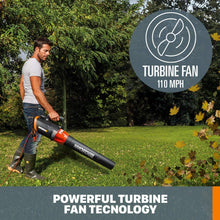Load image into Gallery viewer, Worx Turbine 12 Amp Corded Leaf Blower with 110 MPH and 600 CFM Output and Variable Speed Control – WG520