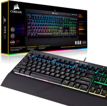 Load image into Gallery viewer, Corsair K68 RGB Mechanical Gaming Keyboard, Backlit RGB LED, Dust and Spill Resistant - Linear &amp; Quiet - Cherry MX Red