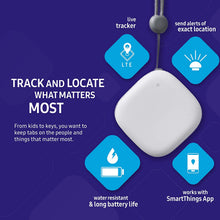 Load image into Gallery viewer, Samsung SmartThings Tracker [SM-V110AZWAATT] Live GPS-Enabled Tracking via Nationwide LTE-M Networks | Use for Kids, Cars, Keys, Pets Wallets, Luggage, and More - Small, White