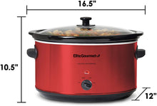 Load image into Gallery viewer, Elite Platinum Elite Gourmet MST-900RXT Electric Ceramic XL Jumbo Slow Cooker Adjustable Temp, Entrees, Sauces, Stews &amp; Dips, Dishwasher Safe Glass Lid &amp; Crock, 8.5 Quart, Red
