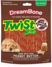 Load image into Gallery viewer, DreamBone Twist Sticks Peanut Butter 50 Sticks
