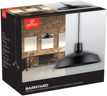 Load image into Gallery viewer, Globe Electric 65155 Barnyard 1-Light Industrial Warehouse Pendant, Matte Black